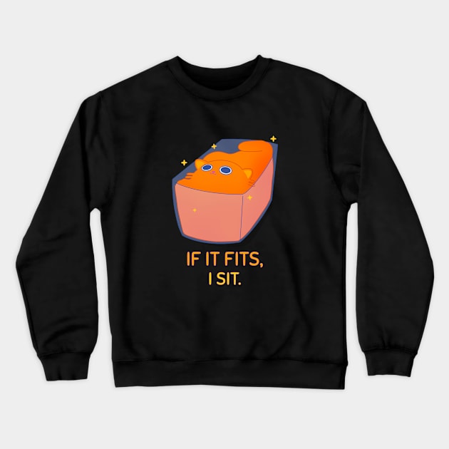 If It Fits, I sit, Funny Cat Crewneck Sweatshirt by Bluzzkar